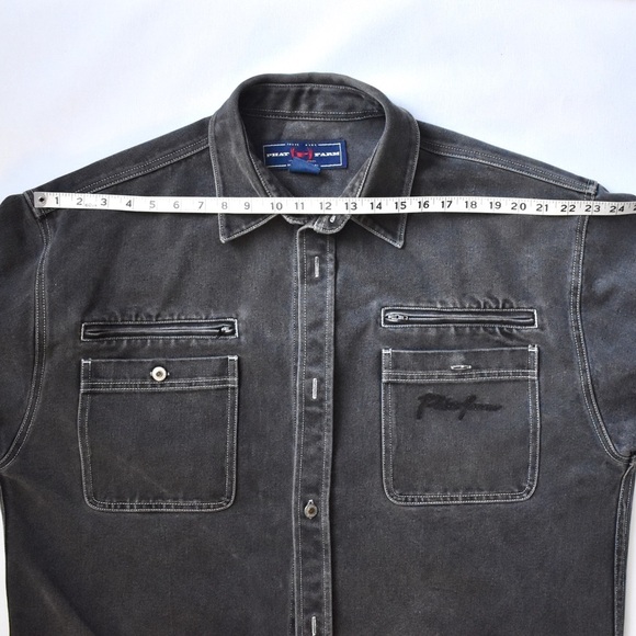 Vintage Phat farm black denim light jacket mens hip hop button down - Picture 7 of 11